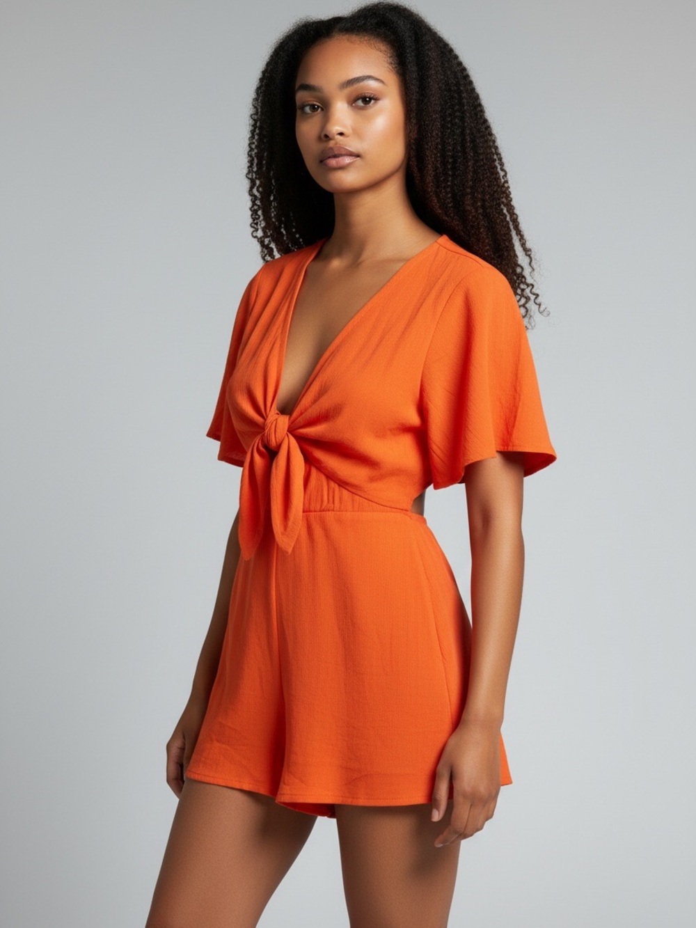 Louna ✨Tie-Front Orange Romper